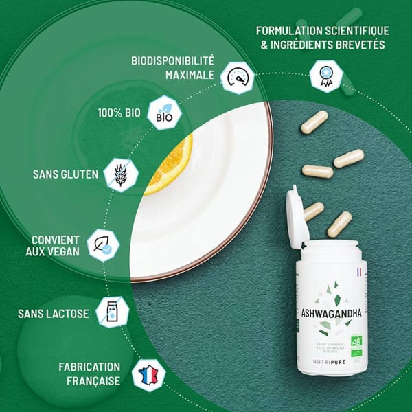 Ashwagandha KSM 66 Nutripure - pot de 60 à 180 gélules